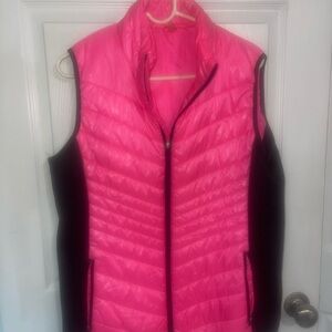 Women’s Hot Pink & Black Puffer Vest – L/XL